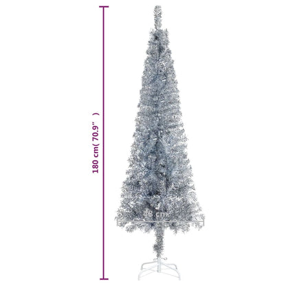 Vidaxl Árbol De Navidad Delgado Plateado 180 Cm_2
