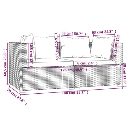 Vidaxl Set De Muebles De Jardín 3 Pzas Y Cojines Ratán Sintético Negro_2