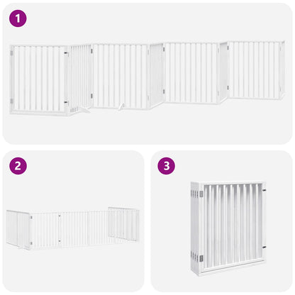 Vidaxl Puerta De Perros Plegable 8 Paneles Madera Álamo Blanca 640 Cm_3