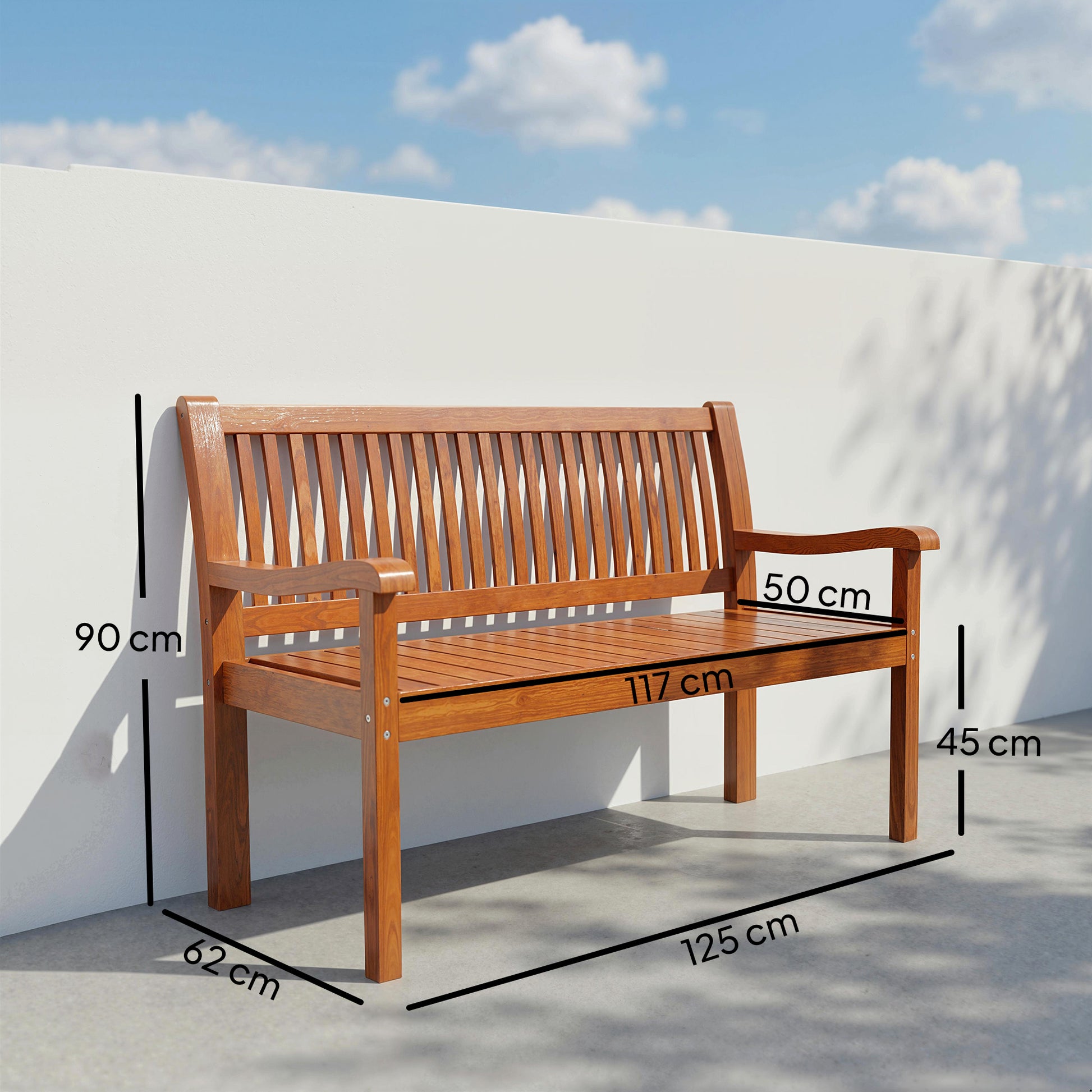 Outsunny Banco De Jardín De Madera Con Funda Impermeable Marrón Claro_2