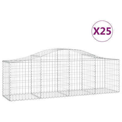 Cestas De Gaviones 25 Uds Forma De Arco Hierro 200x50x60/80 Cm_0