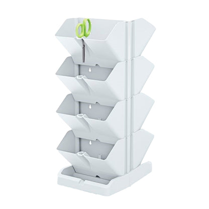 Pack de 2 Maceteros Verticales Prosperplast Mini Cascade de Plástico Blanco (19.5 x 11.4 x 47.5 cm) + 2 Tijeras de Jardín