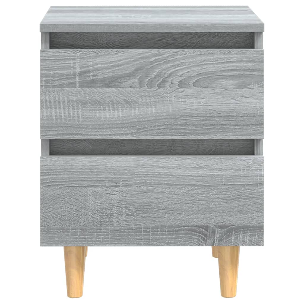 Mesita De Noche Patas De Madera Maciza Gris Sonoma 40x35x50 Cm_1