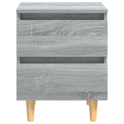 Mesita De Noche Patas De Madera Maciza Gris Sonoma 40x35x50 Cm_1