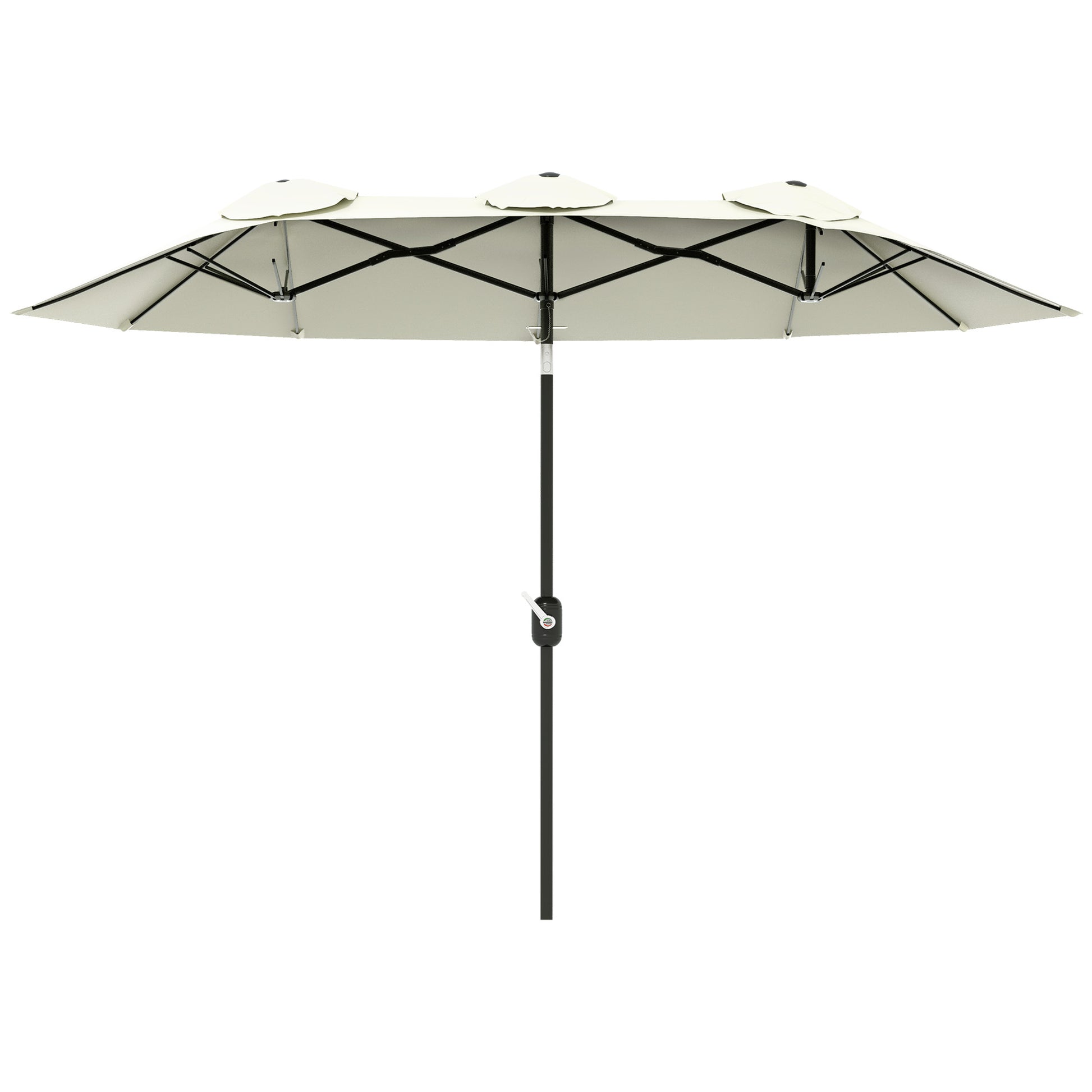 Outsunny Sombrilla Doble 295x152x222 Cm Con Inclinación De 45° Manivela Beige_0