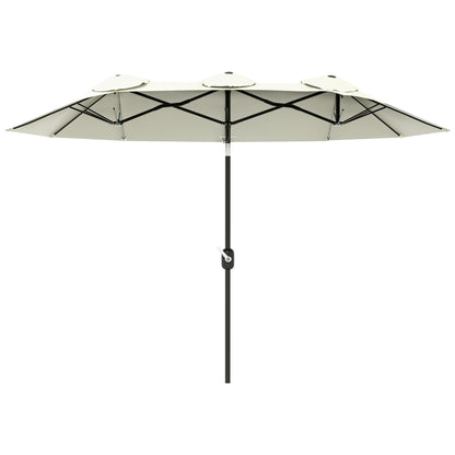 Outsunny Sombrilla Doble 295x152x222 Cm Con Inclinación De 45° Manivela Beige_0