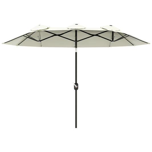 Outsunny Sombrilla Doble 295x152x222 Cm Con Inclinación De 45° Manivela Beige_0