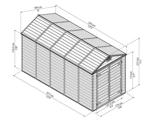 Cobertizo de jardín Skylight Deco gris deco Canopia by Palram 185x379 cm