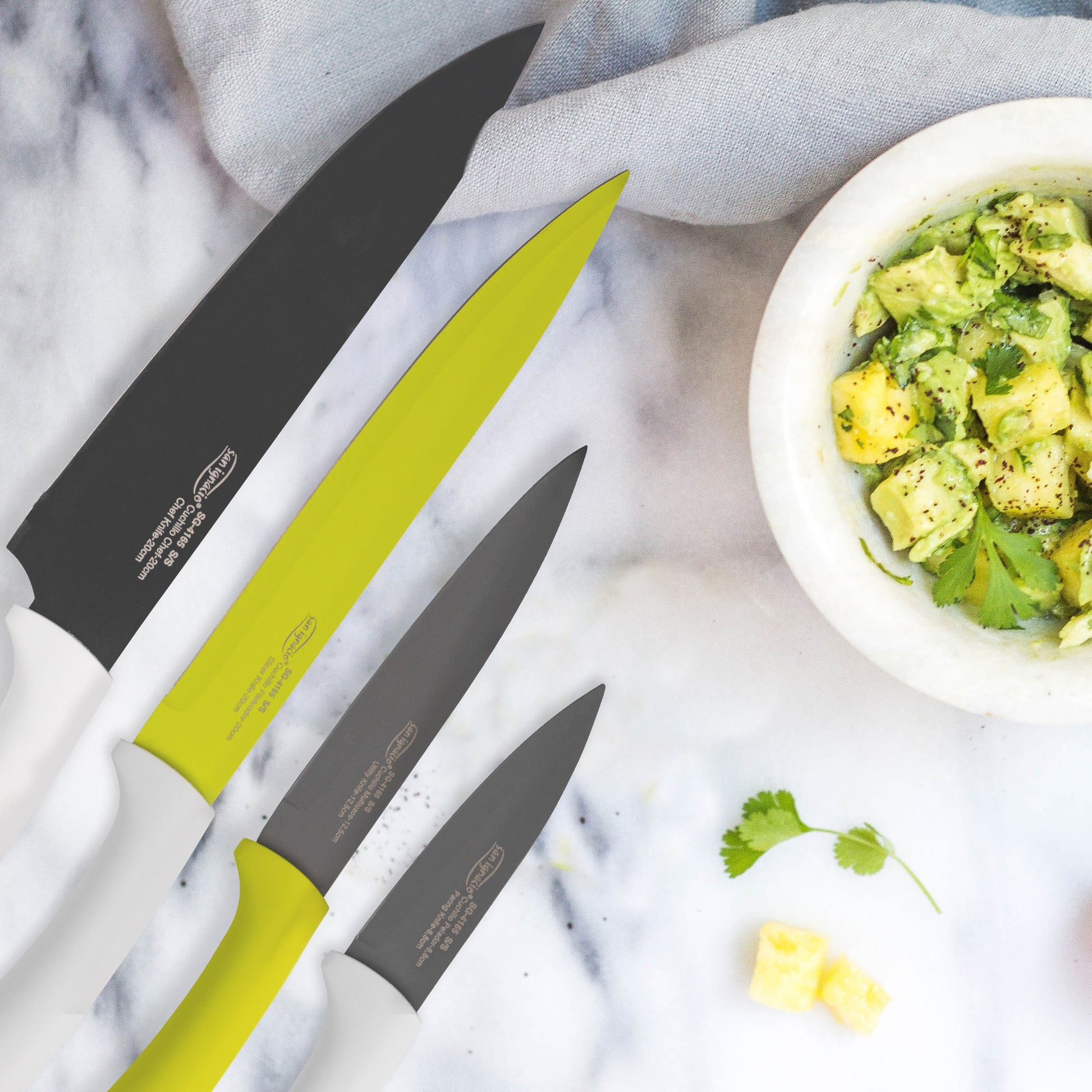 Set 5pcs Cuchillos, Acero Inoxidable, Green_3
