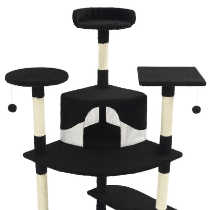 Vidaxl Rascador Para Gatos Con Poste De Sisal Negro Y Blanco 203 Cm_3