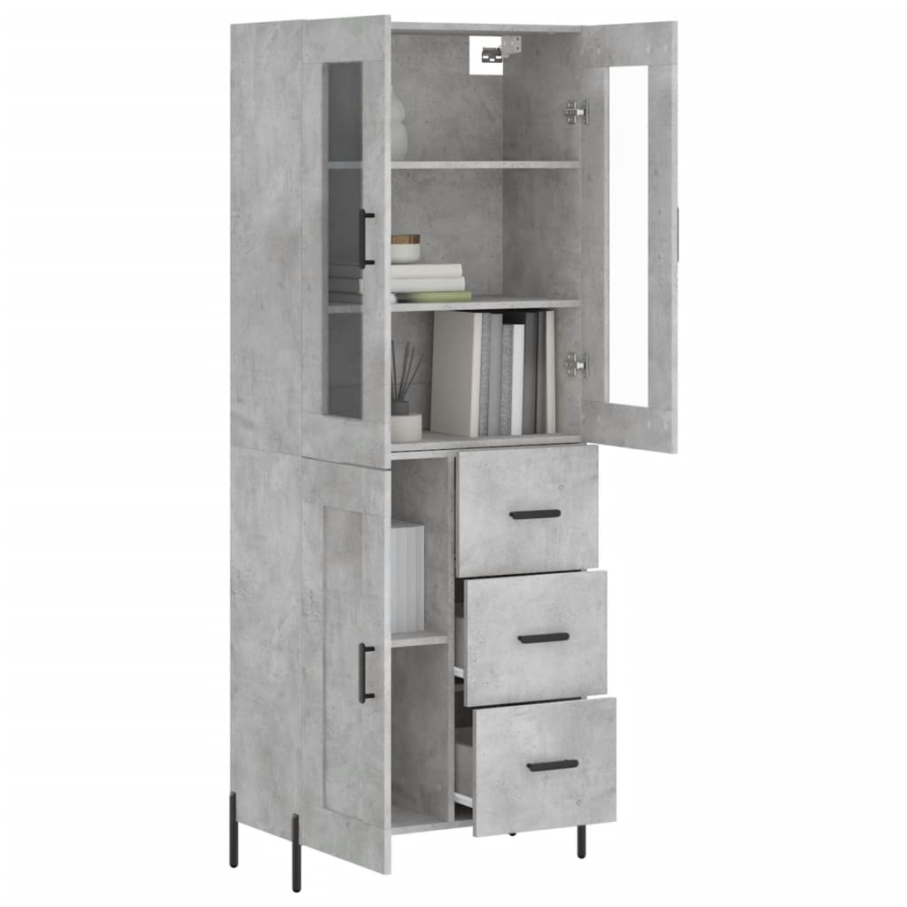 Aparador Alto Madera Contrachapada Gris Hormigón 69,5x34x180 Cm_2