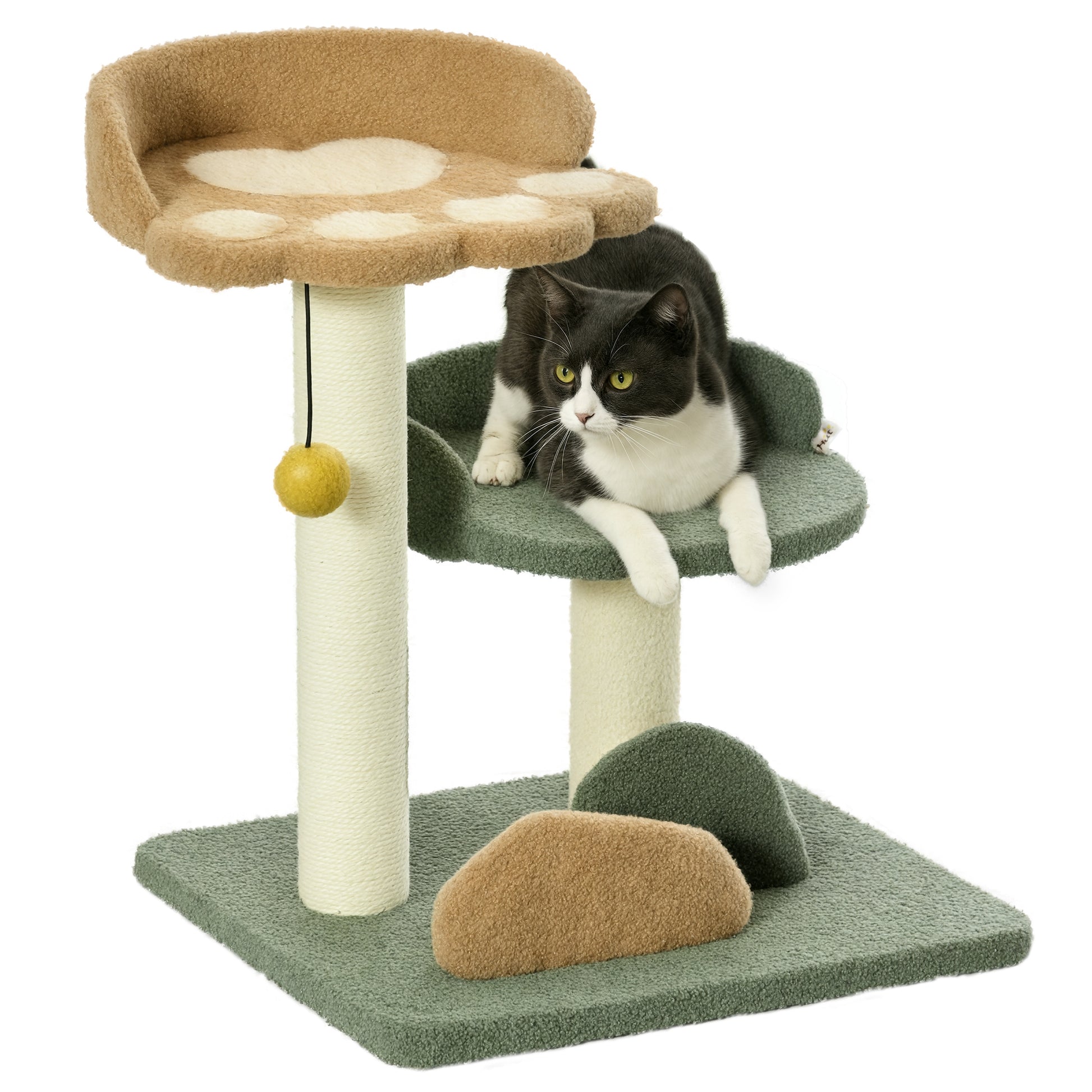 Pawhut Árbol Rascador Para Gatos Pequeño Con Cama 43x39x52 Cm Multicolor_0