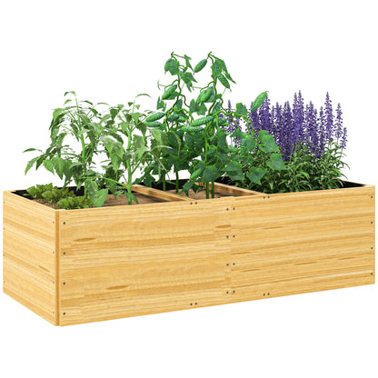Outsunny Jardinera De Madera Con 3 Zonas De Cultivo 140x60x40 Cm Natural_0