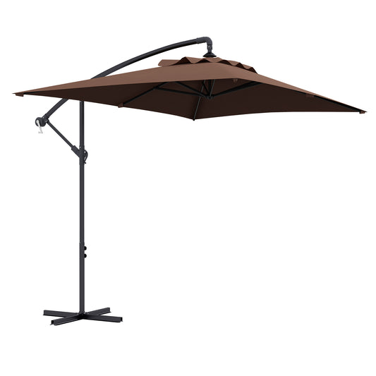 Outsunny Parasol Excéntrico 294x193 Cm Con Base Cruzada Impermeable Marrón_0