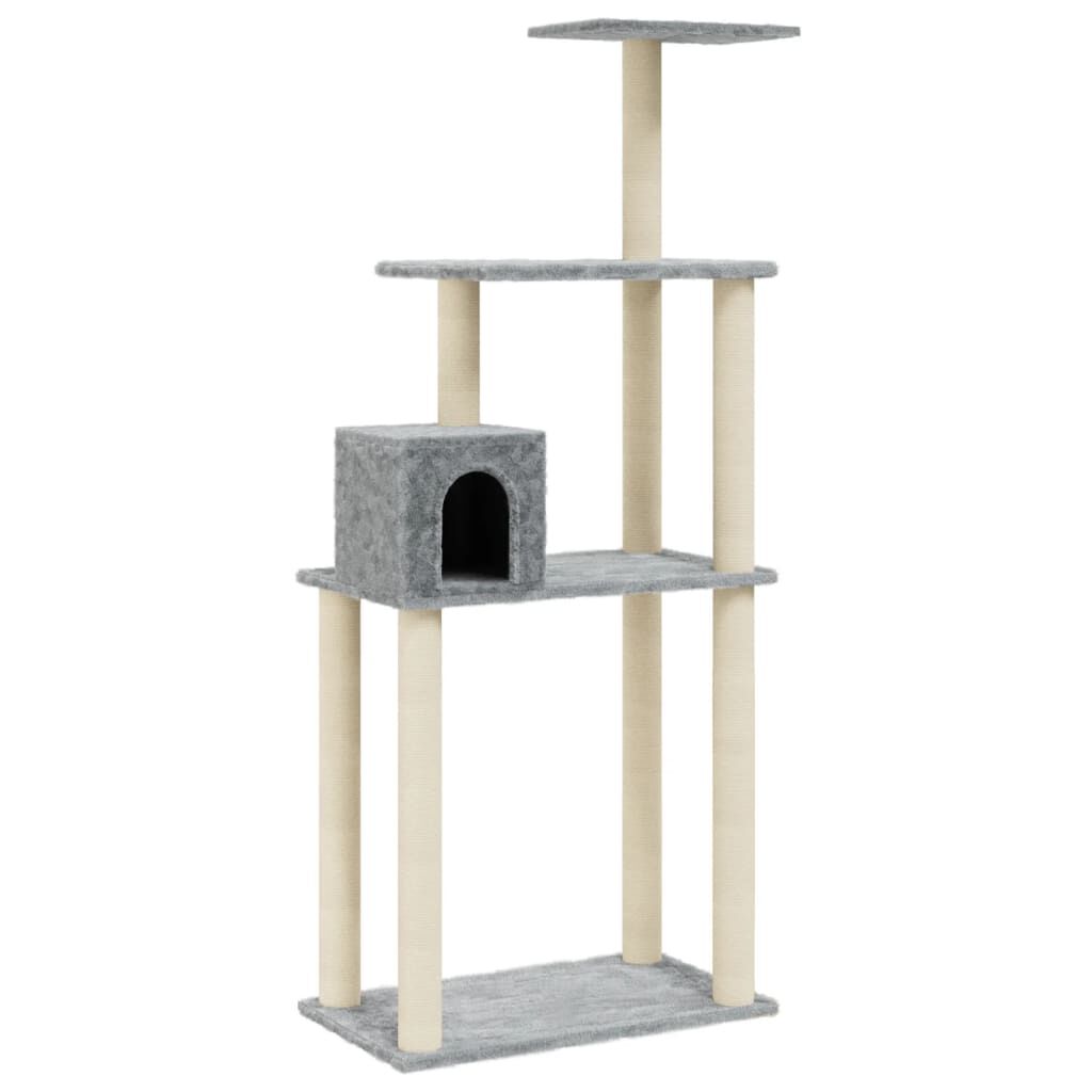Vidaxl Rascador Para Gatos Con Postes De Sisal Gris Claro 147 Cm_0