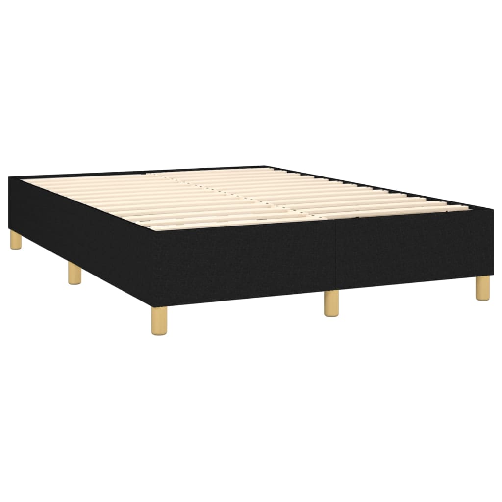 Cama Box Spring Colchón Y Luces Led Tela Negro 140x200 Cm / Vetonek_5
