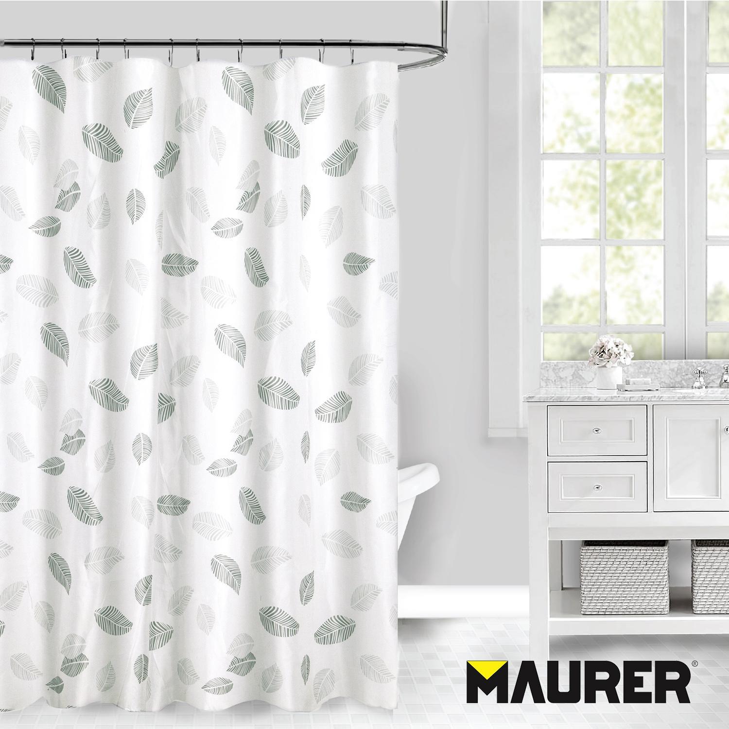 Cortina Ducha Tela Hojas 180 X 200 Cm. Cortina Baño, Cortina Tela Impermeable Con Anillas_3