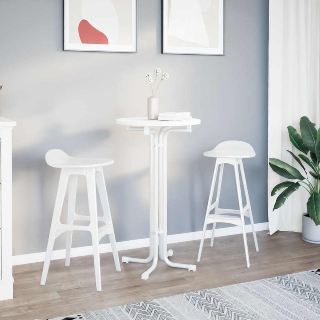 Mesa Alta De Comedor Madera Ingeniería Y Acero Blanco Ø60x110cm_1