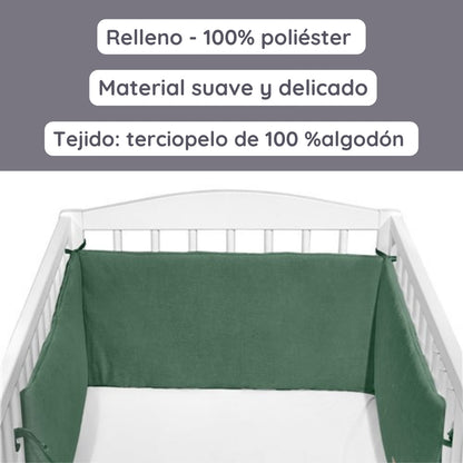 Chichonera Para Cuna 180x30 Velour Algodón Salvia