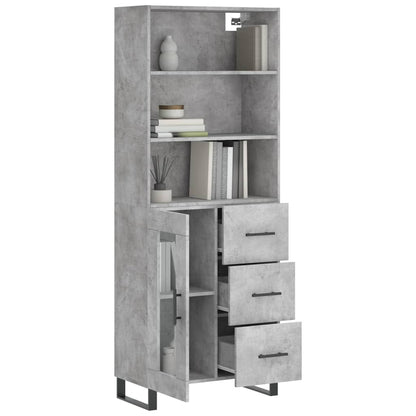 Aparador Alto Madera Contrachapada Gris Hormigón 69,5x34x180 Cm_2