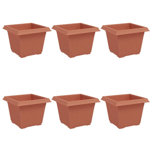 Maceta Cuadrada Para Flores 6 Pcs Rojo Ladrillo Plástico_0
