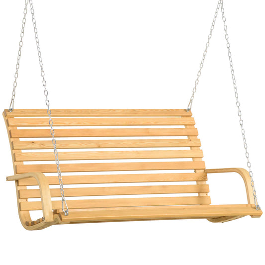 Outsunny Banco Columpio De Madera 2 Plazas Tipo Balancín Colgante 141,5x51x78cm_0