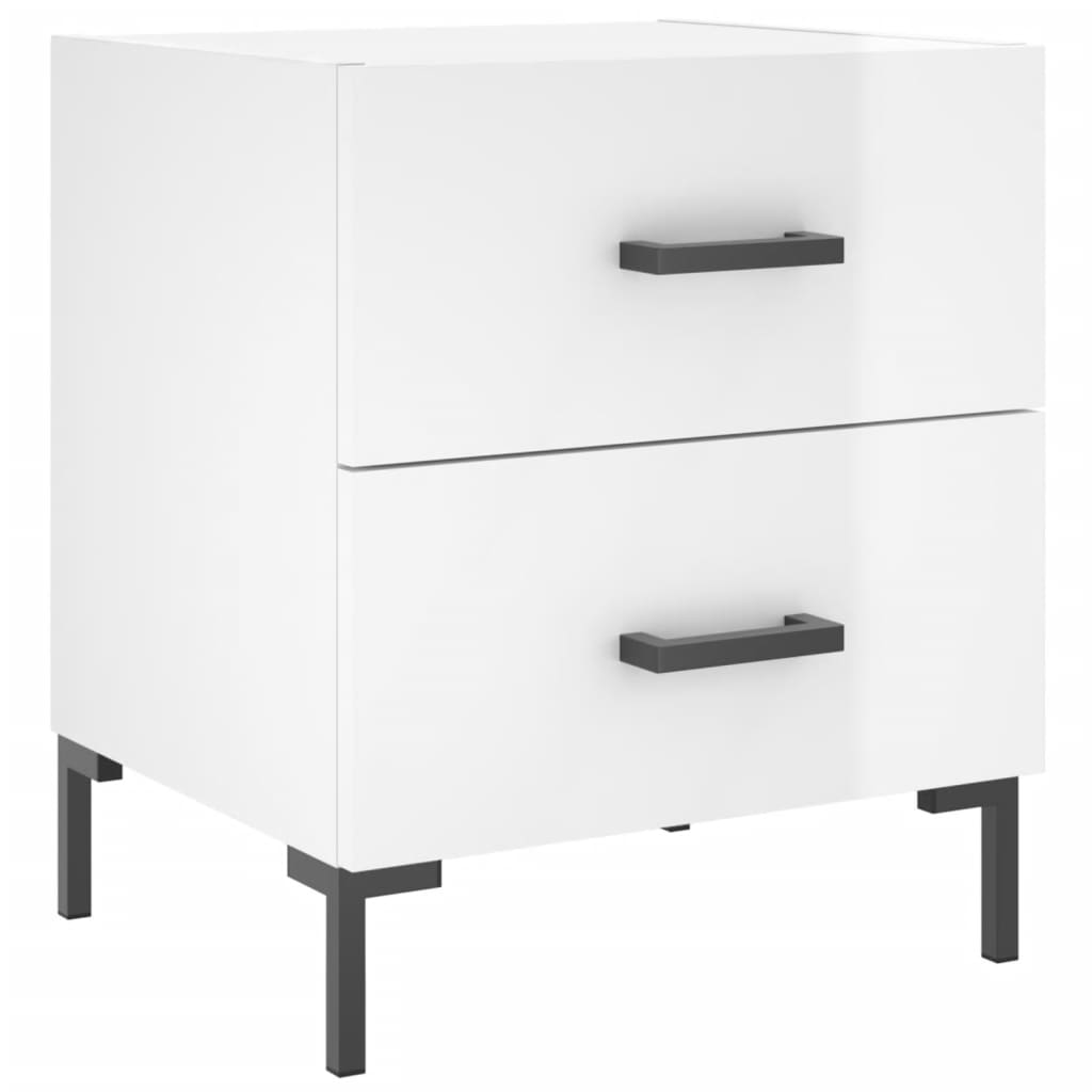Mesita Noche 2 Uds Madera Ingeniería Blanco Brillo 40x35x47,5cm_3