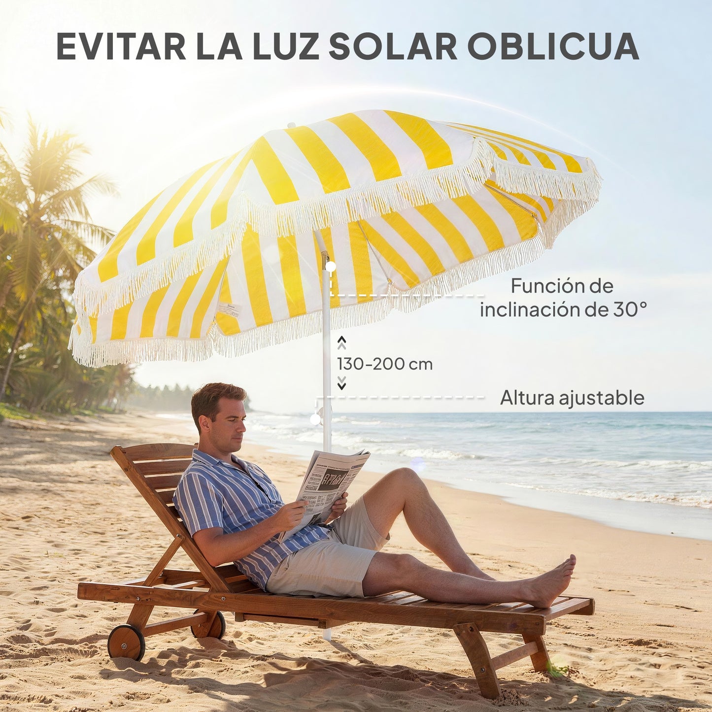 Outsunny Sombrilla De Playa Con Flecos Ø180 Cm_4