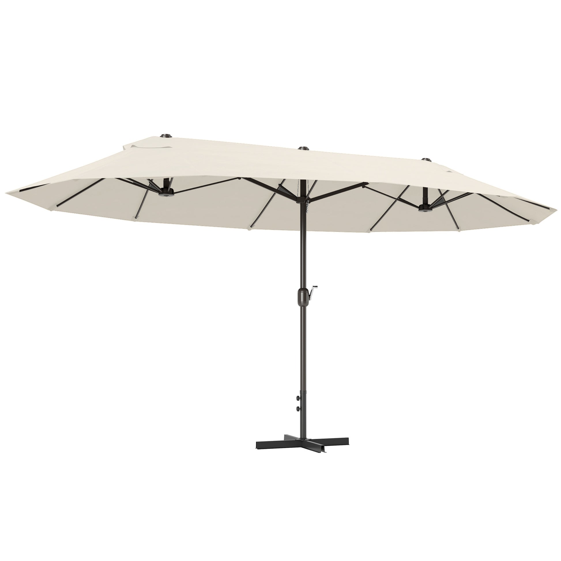Outsunny Sombrilla Doble 4,6x2,7 M Con Manivela Resistente Al Agua Crema_0