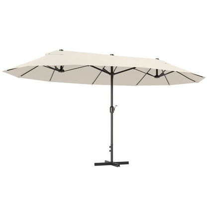 Outsunny Sombrilla Doble 4,6x2,7 M Con Manivela Resistente Al Agua Crema_0