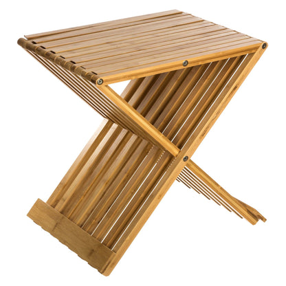 Well Home Silla - Taburete Plegable De Bambú 40x32x45cm_0
