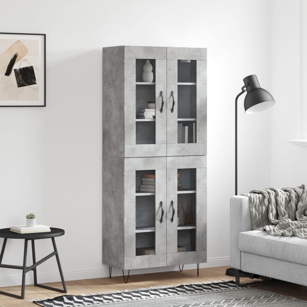 Aparador Alto Madera Contrachapada Gris Hormigón 69,5x34x180 Cm_0