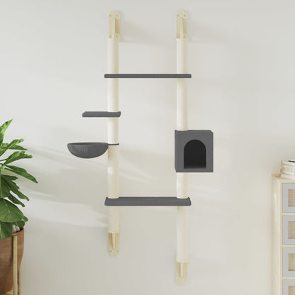 Vidaxl Árbol Rascador Para Gatos De Pared Gris Oscuro 180 Cm_1