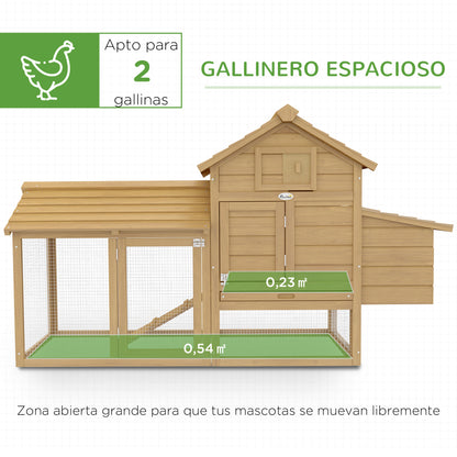 Pawhut Gallinero De Madera Para Exterior Corrales Alambre 151,5x54x87cm Natural_3