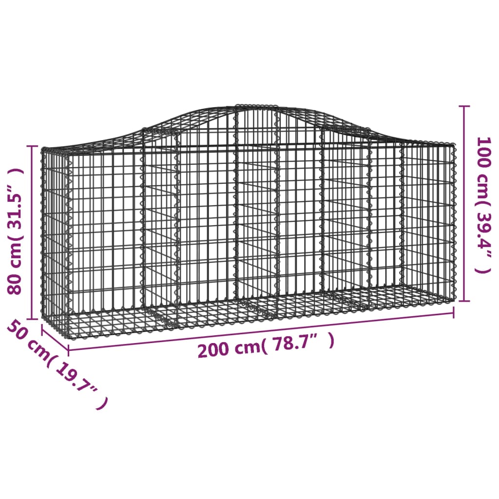 Cestas De Gaviones 15 Uds Forma De Arco Hierro 200x50x80/100 Cm_5