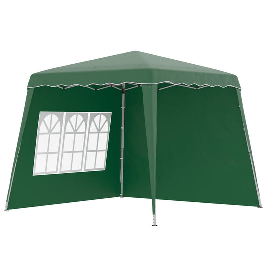 Outsunny Carpa Plegable 2 Paredes Laterales 2,89x2,89 M Altura Ajustable Verde_0