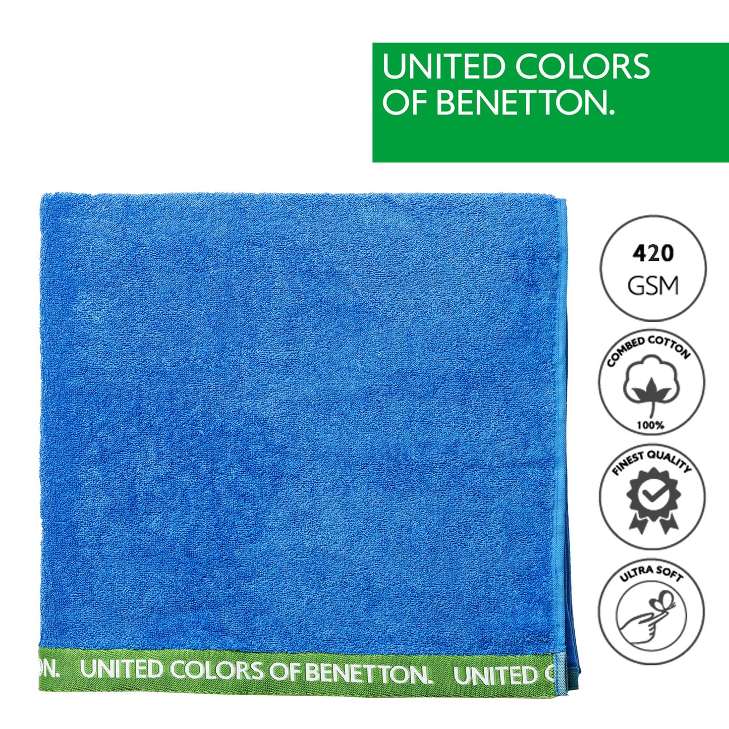 Toalla De Playa 90x160cm 380gsm 100% Algodón Velour Azul Rainbow