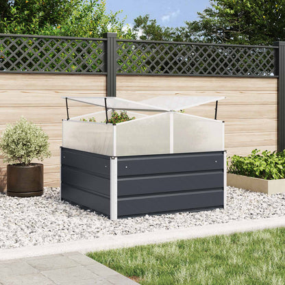 Jardinera Gris Antracita 100 X 100 X 77 Cm Acero Galvanizado_1