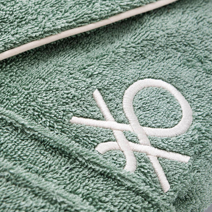 Albornoz S/m 420gsm 100% Algodon C/ Logo Bordado Verde Benetton_2