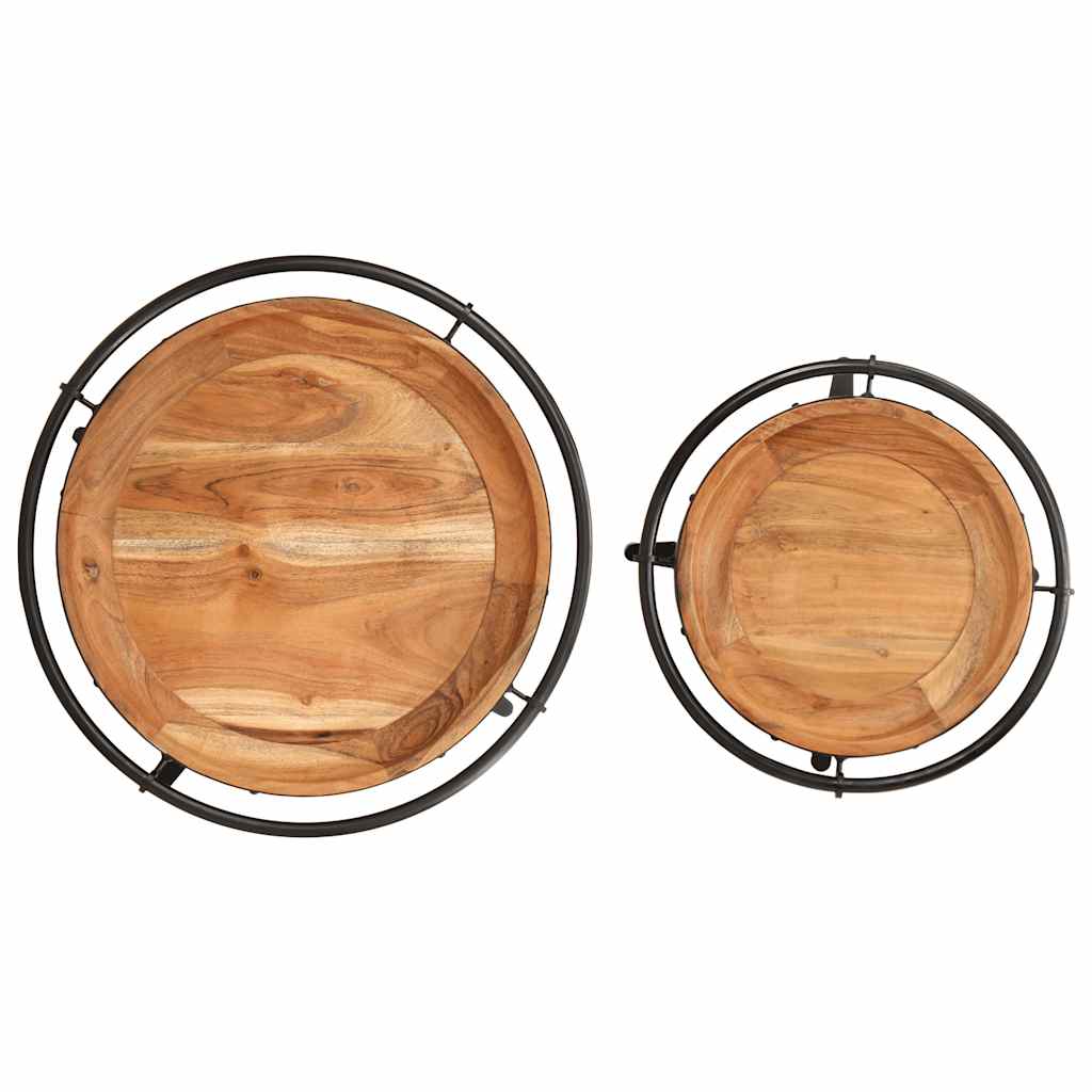 Juego De Mesas Auxiliar 2 Piezas Madera Maciza De Acacia_3
