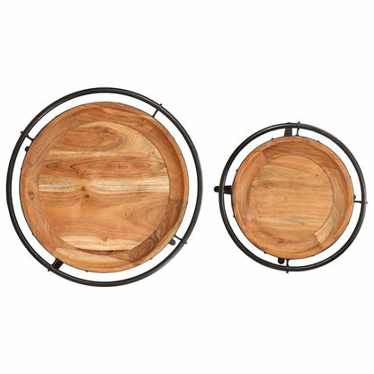 Juego De Mesas Auxiliar 2 Piezas Madera Maciza De Acacia_3