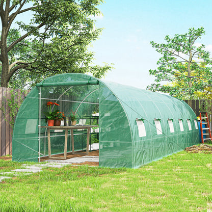 Invernadero De Túnel Jardín Con 12 Ventanas Outsunny 8x3x2m Verde_4