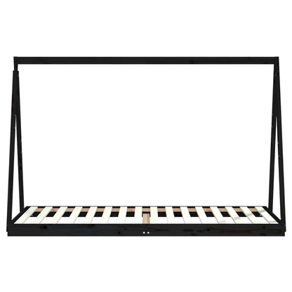 Vidaxl Estructura De Cama Para Niños Madera De Pino Negro 90x200 Cm_3