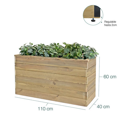 Jardinera De Madera Con Autorriego 110x40x60 Cm Nidum Basic Hortalia_5