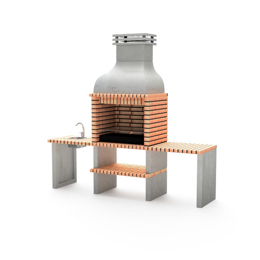 Barbacoa Altea con doble bancada y fregadero Izquierda Movelar