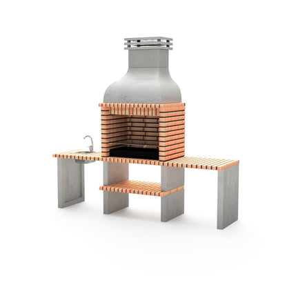 Barbacoa Altea con doble bancada y fregadero Izquierda Movelar