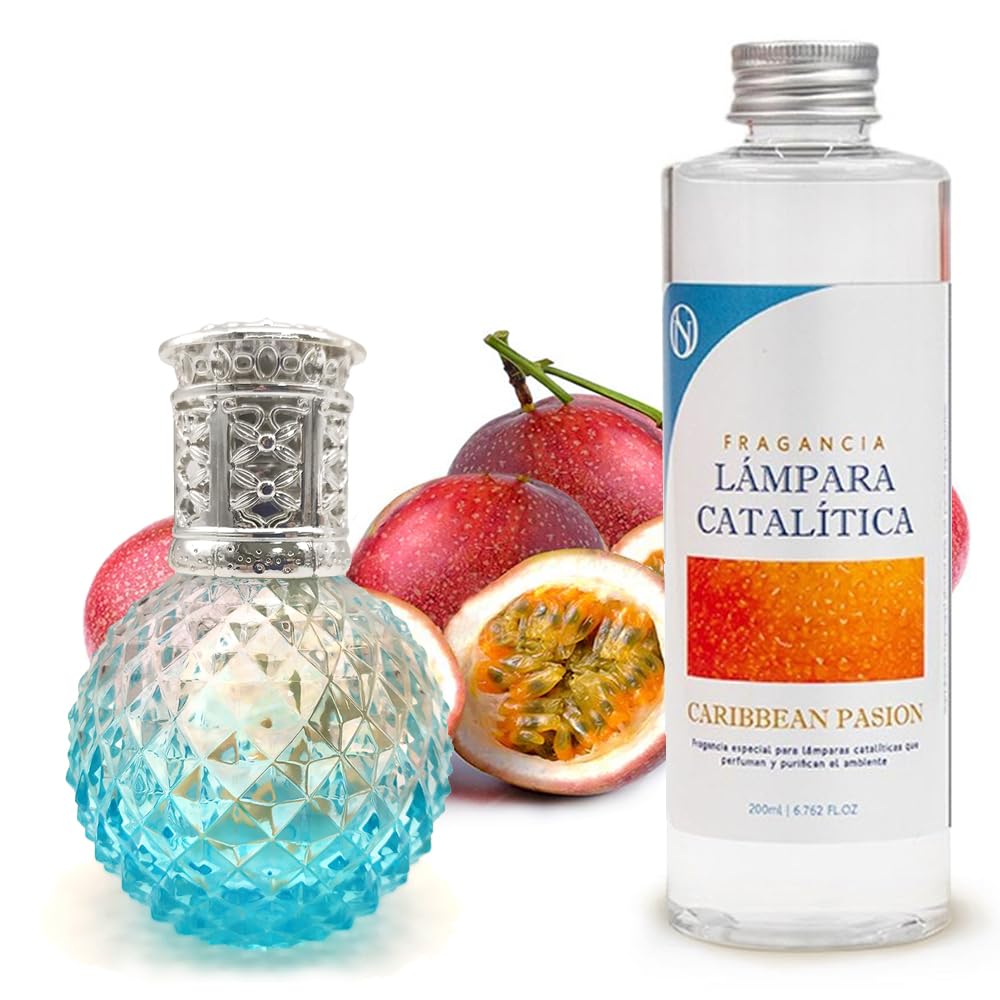 Lámpara Catalítica Blue Diamonds + Aroma Caribbean Passion 500ml - Elimina Malos Olores, Impurezas Y Perfuma_0