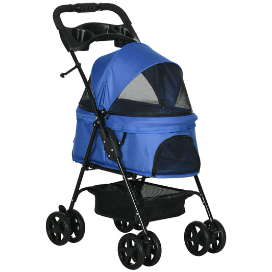 Pawhut Cochecito Para Perros Plegable Con Ruedas Universales 67x45x96 Cm Azul_0
