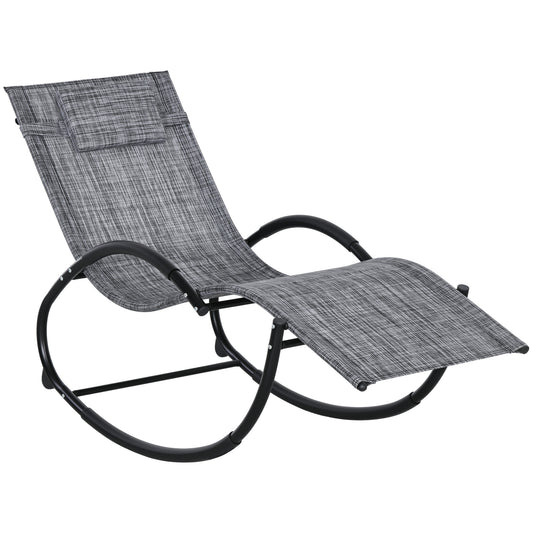 Outsunny Mecedora De Exterior Con Reposacabezas Reposabrazos 155x61x88 Cm Gris_0