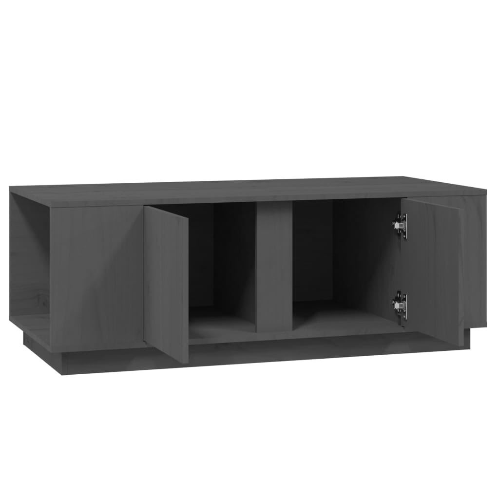 Mesa De Centro De Madera Maciza De Pino Gris 110x50x40 Cm_4